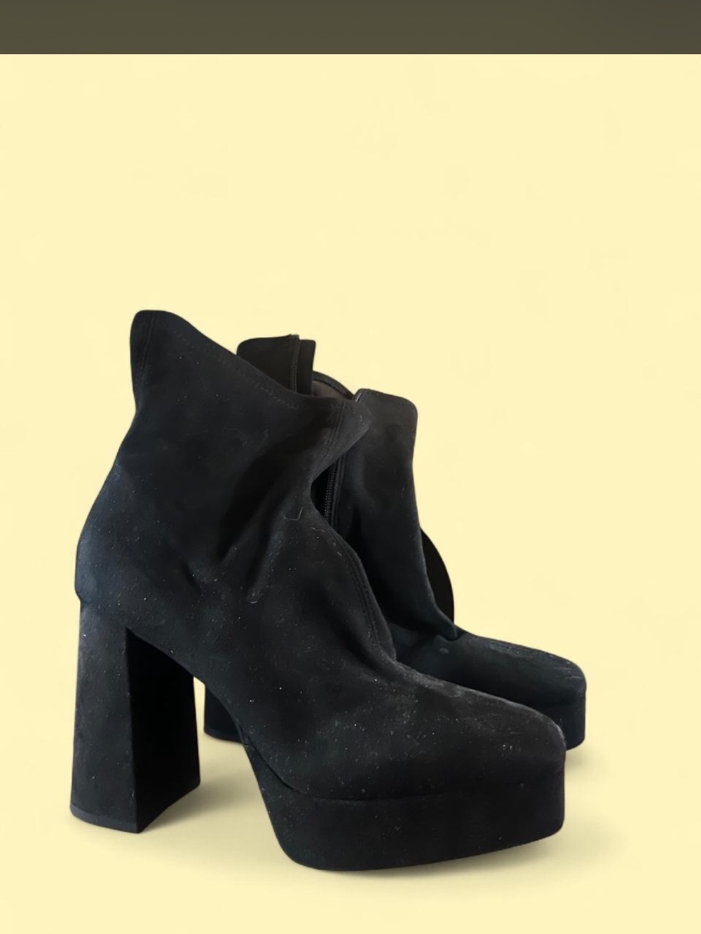 Zara Black Suede Platform Ankle Boots